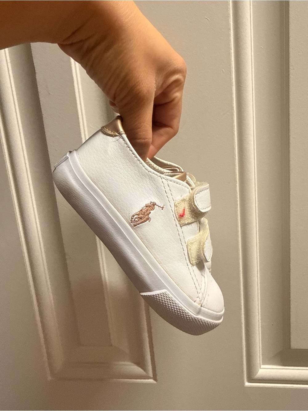 Ralph Lauren White Sneakers with Gold Accent
